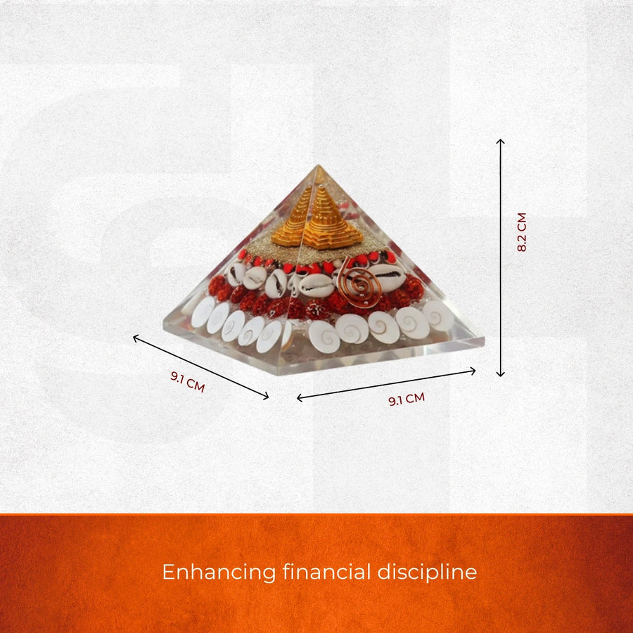 Maa Laxmi Dhan Pyramid with Shree Yantra, Gomti Chakra, White Kaudi & Copper Coil for Wealth, Prosperity & Vastu Correction