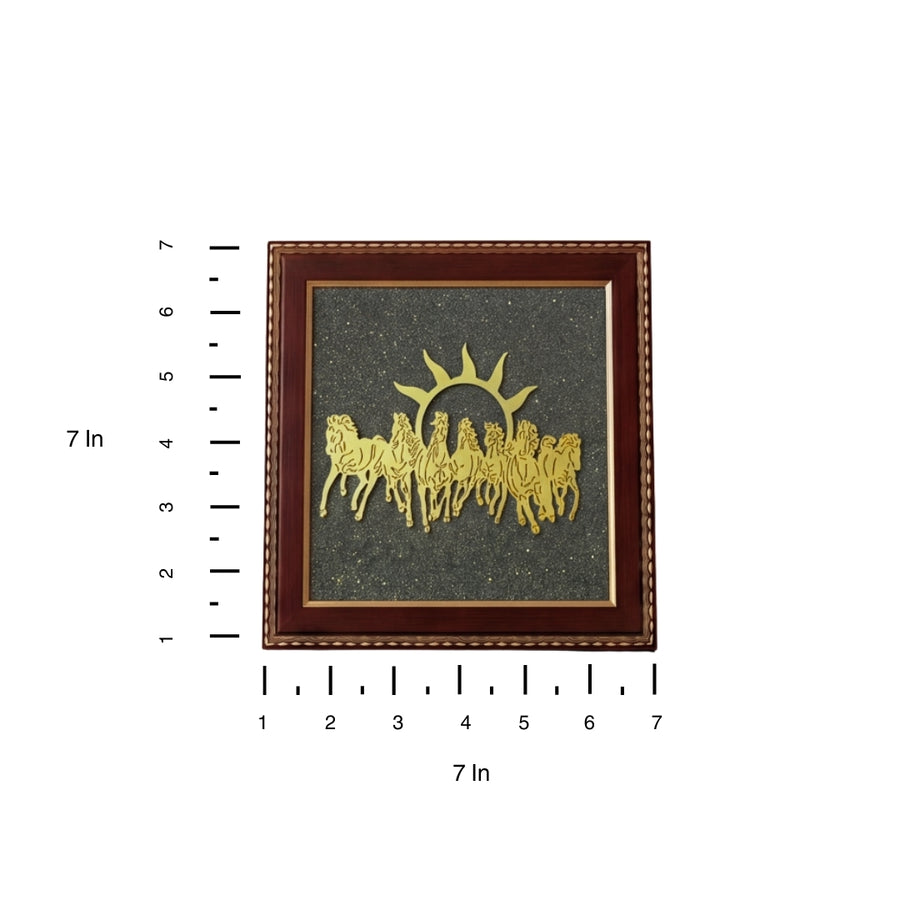 7 Horses Raw Pyrite Frame for Vastu & Prosperity