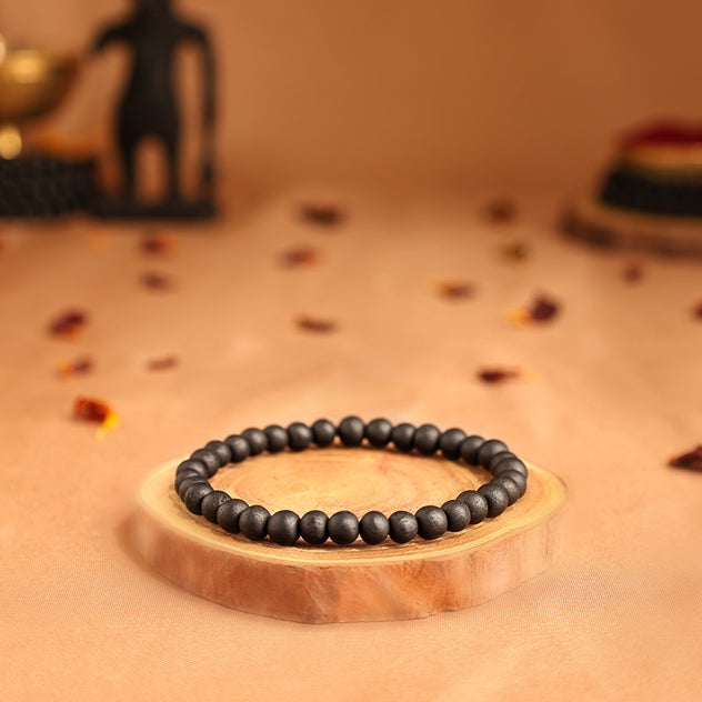 Original Karungali Bracelet for Men & Women – Natural Black Ebony Wood Beads Stretch Bracelet for Spiritual Protection, Grounding & Positive Energy