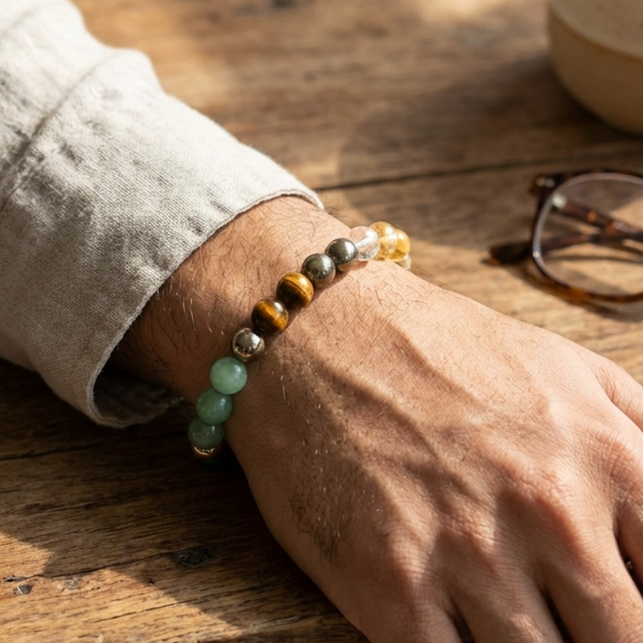 Original Dhanyog Bracelet for Wealth & Prosperity – Natural Crystal Energized Dhanyog Bracelet – Powerful Money Attraction & Good Luck Healing Stones