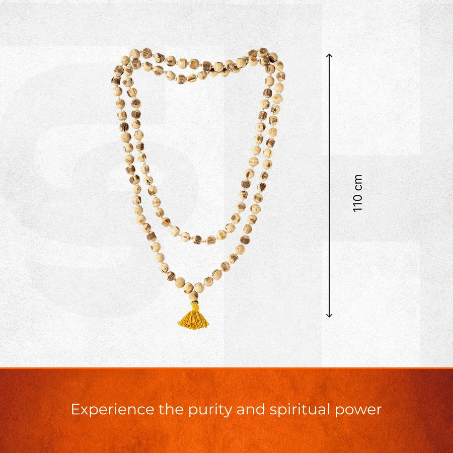 Original Tulsi Japa Mala (108+1 Beads) – 100% Pure & Natural Holy Basil Wood Beads for Daily Chanting, Meditation & Spiritual Healing (Handcrafted, Knotted)