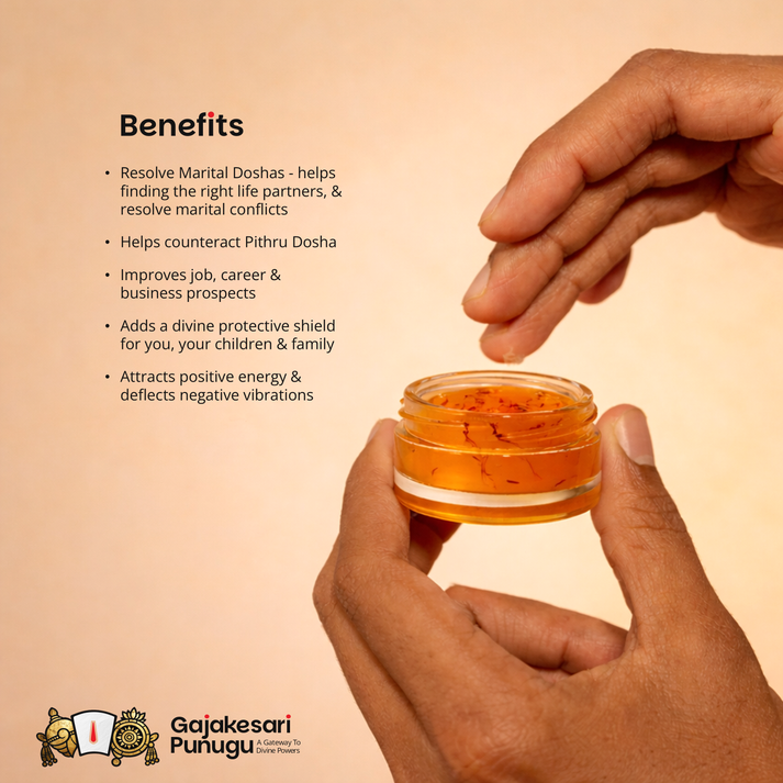 Original Gajakesari Pure Punugu | Sacred Temple Fragrance Paste Infused with Saffron for Puja & Deity Anointment