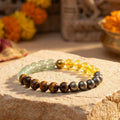 Money Magnet Wealth Bracelet – Genuine Pyrite, Citrine & Green Aventurine Beaded Bracelet for Prosperity, Abundance & Success (Natural Gemstones)