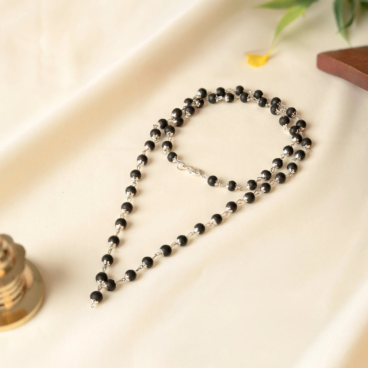 Original Silver Plated Karungali Malai (54 Beads) – Natural Black Ebony Wood Mala with Silver Capping for Protection, Success & Positive Energy (Unisex)