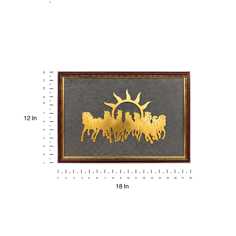 7 Horses Raw Pyrite Frame for Vastu & Prosperity