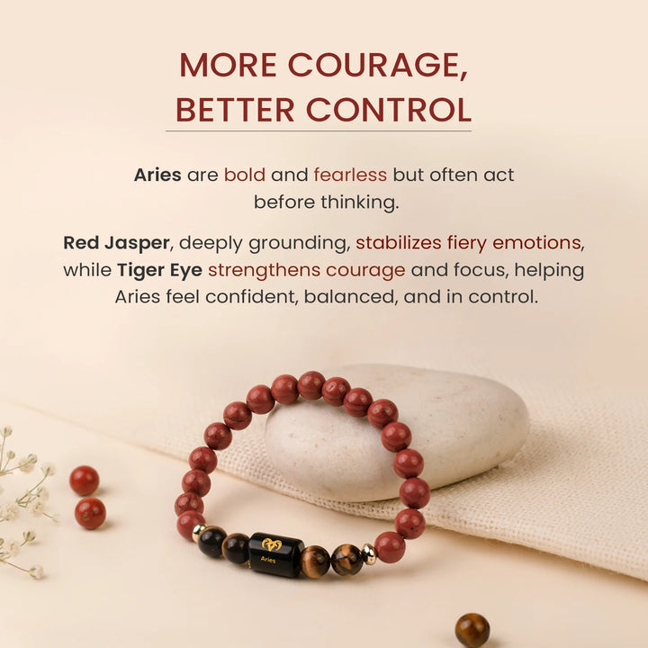 Mesh (Aries) Rashi Crystal Bracelet-Mesh Rashi Zodiac Healing Crystal Bracelet for Aries (Energy & Confidence)