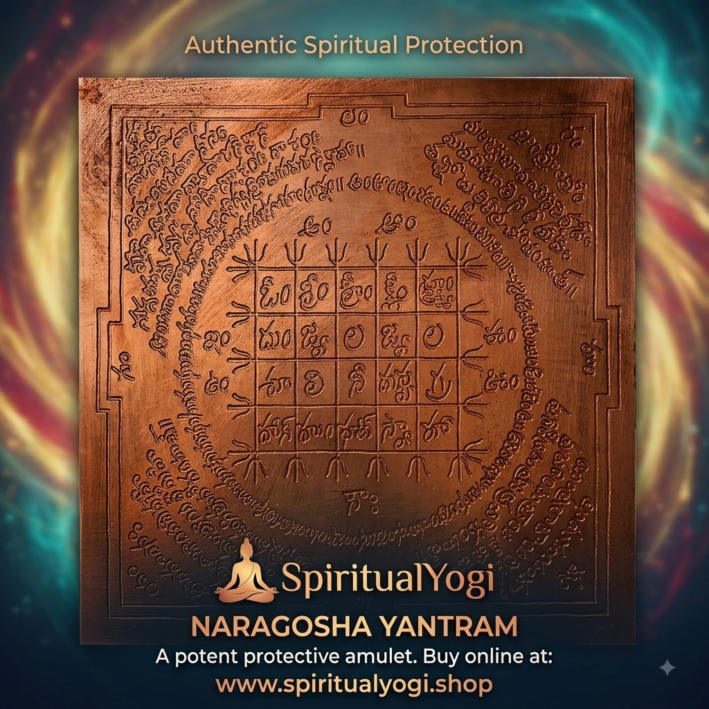 Sacred Naragosha Yantra on Pure Copper Plate – For Home & Business Vastu Protection, Drishti Nivaran