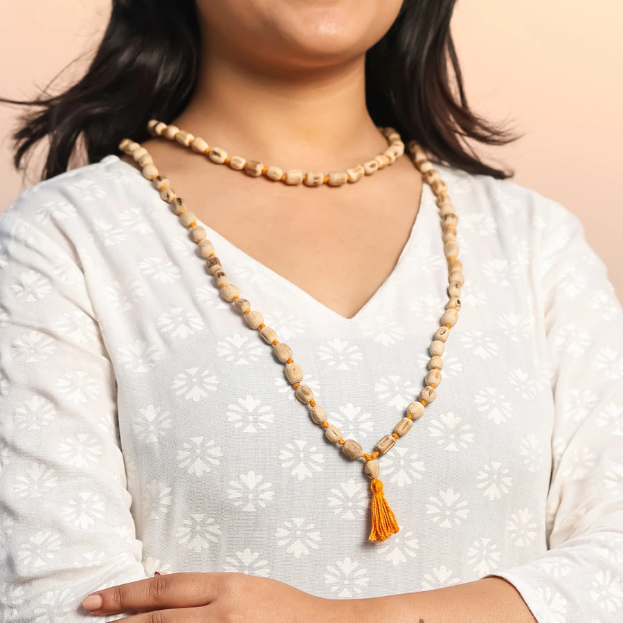 Original Tulsi Japa Mala (108+1 Beads) – 100% Pure & Natural Holy Basil Wood Beads for Daily Chanting, Meditation & Spiritual Healing (Handcrafted, Knotted)