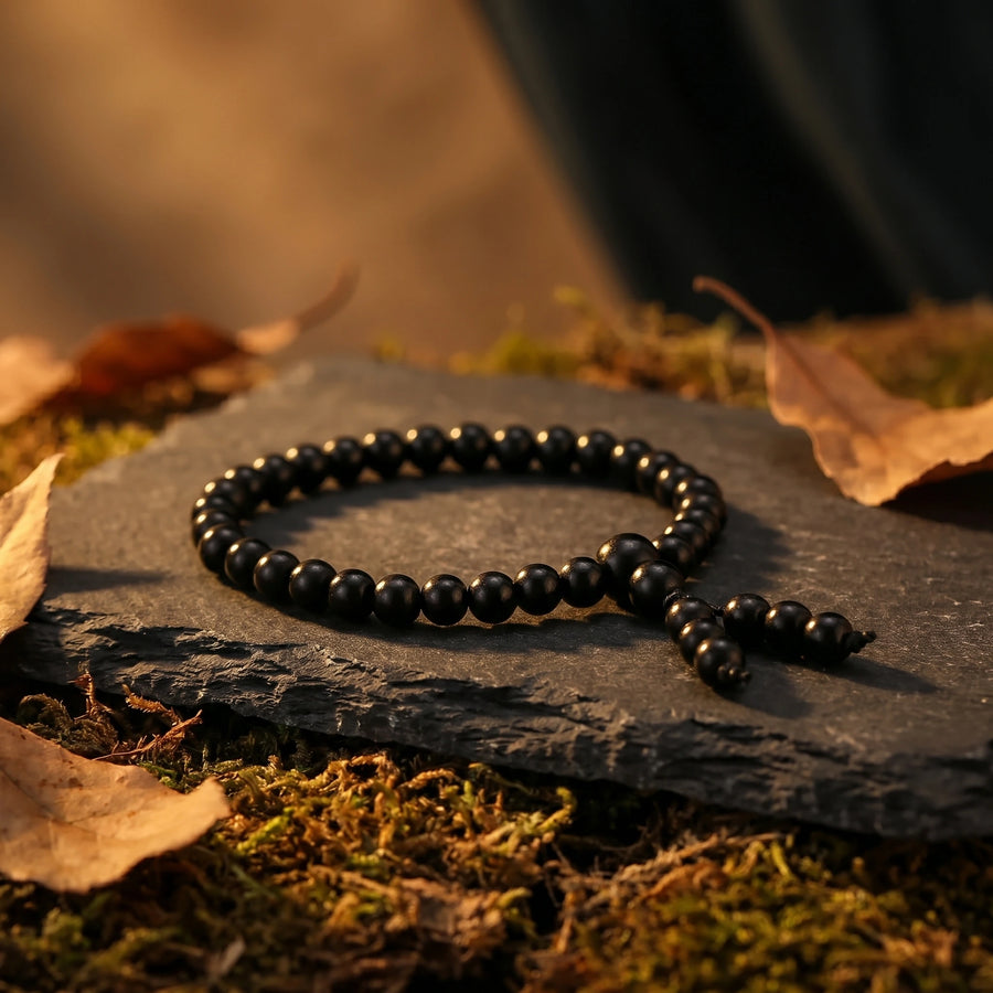 Original Karungali Bracelet – Natural Black Ebony Wood Beads with Guru Bead & Tassel for Spiritual Protection & Positive Energy (Unisex)
