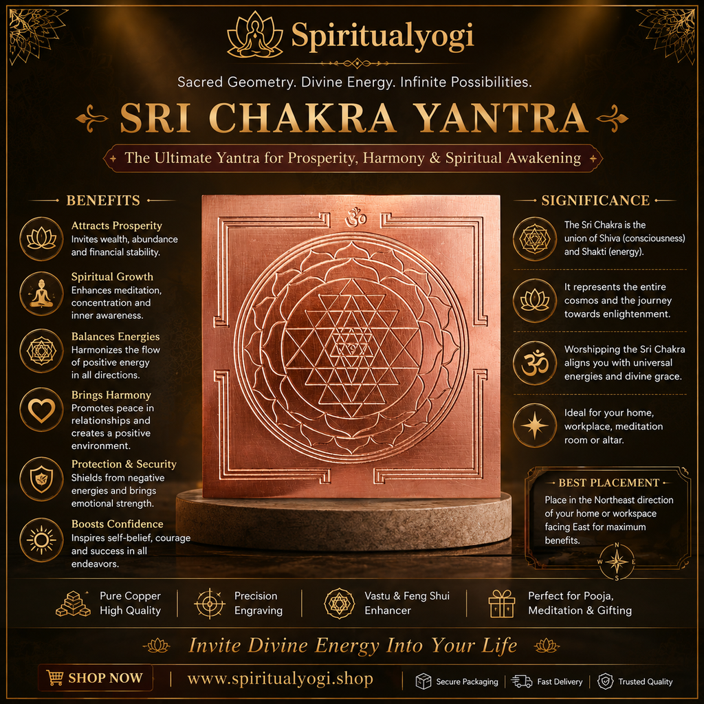 Premium Pure Copper Sri Chakra Yantra | Sacred Geometry for Meditation, Spirituality, Vastu & Pooja