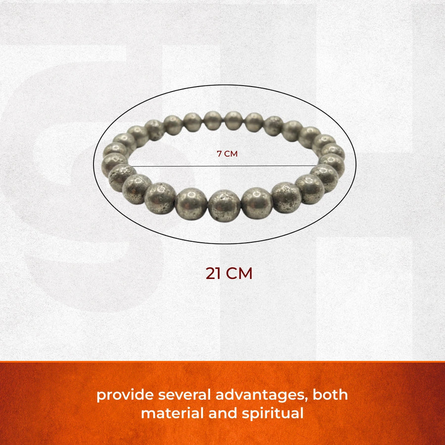 Natural Pyrite Beaded Bracelet – 8mm Genuine Fool’s Gold Stone Beads for Wealth, Abundance & Protection – Unisex Stretch Bracelet