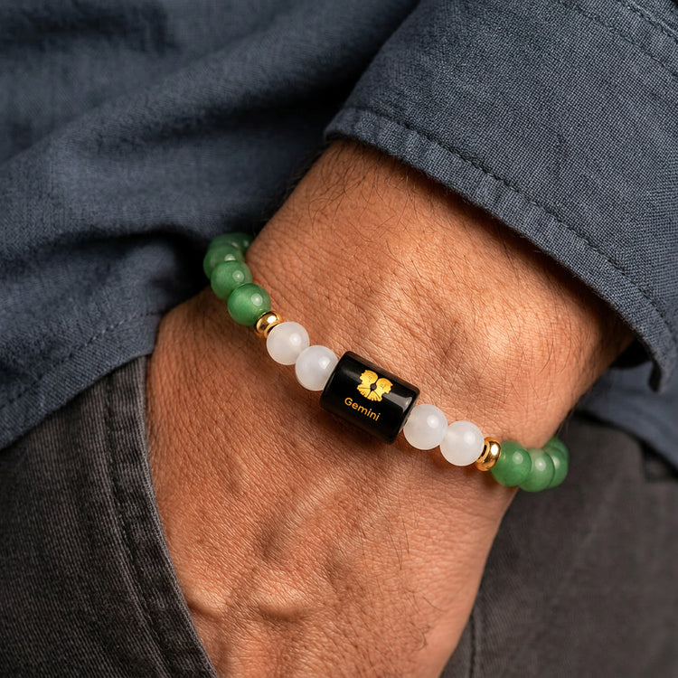 Mithun (Gemini) Rashi Crystal Bracelet-Natural Beads for Clarity, Abundance & Protection