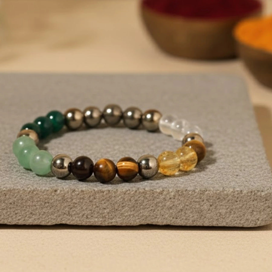 Original Dhanyog Bracelet for Wealth & Prosperity – Natural Crystal Energized Dhanyog Bracelet – Powerful Money Attraction & Good Luck Healing Stones