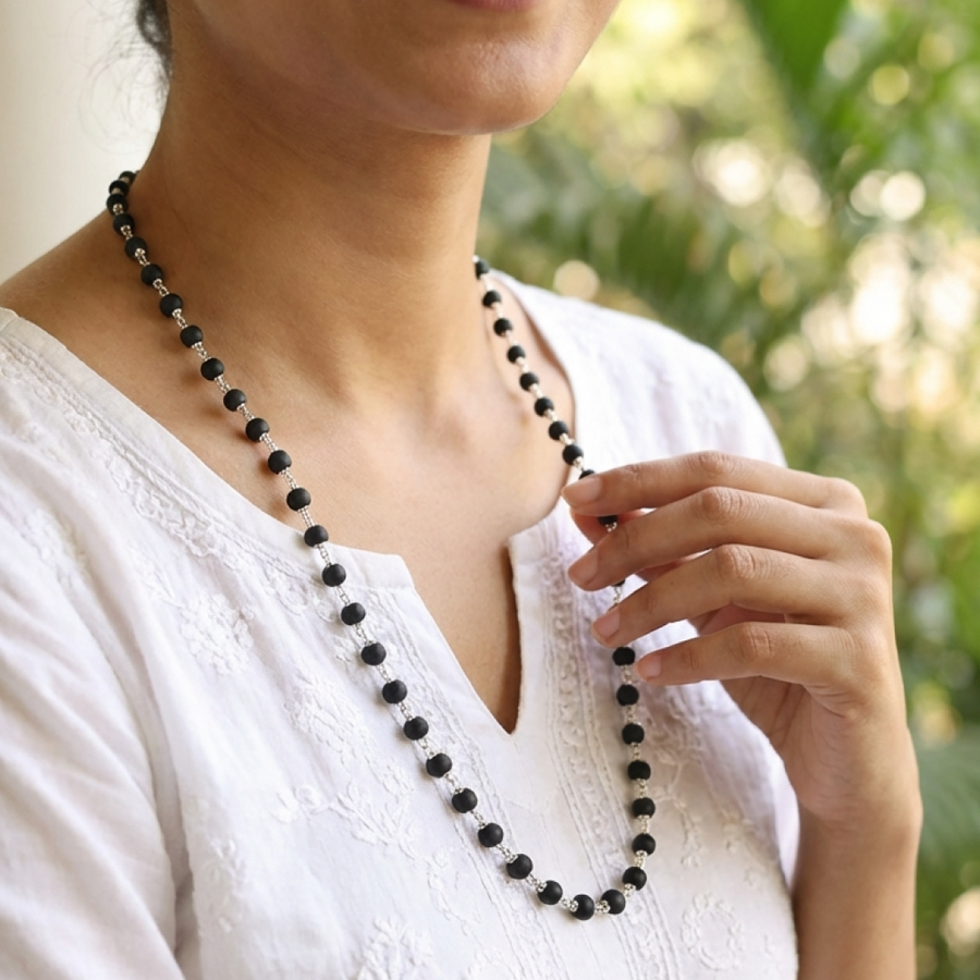 100% Genuine Quality| Silver plated Karungali Maala 8mm Bead | Government Certified