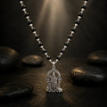 Original Karungali Mala with Pure Silver Capping & Lord Murugan Pendant | Natural Black Ebony Wood Chain for Men & Women