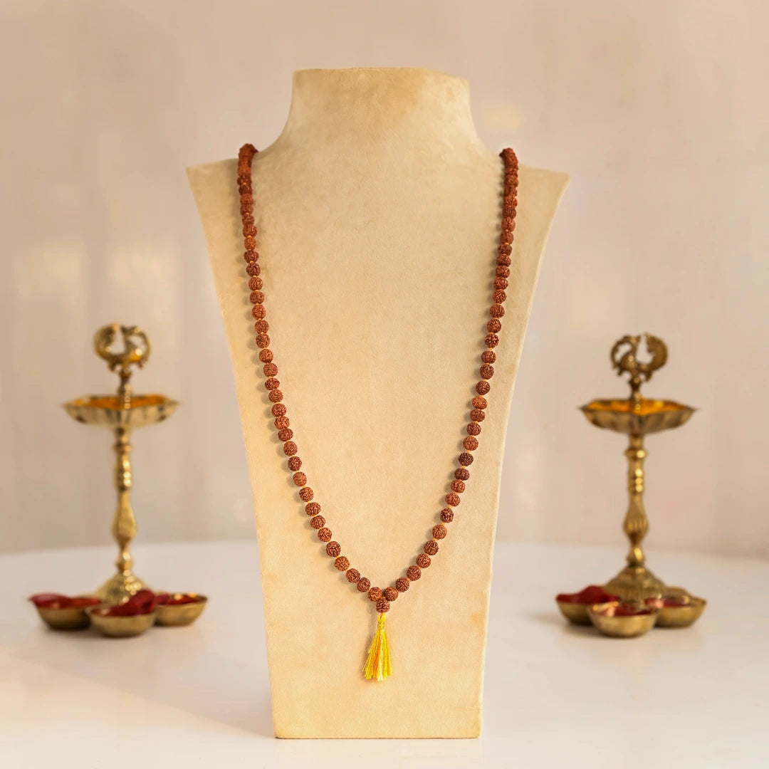 Original 5 Mukhi Rudraksha Mala (108+1 Beads, [Size, e.g., 8mm]) – Certified Natural Panchmukhi Japamala for Meditation, Daily Chanting & Astrological Healing