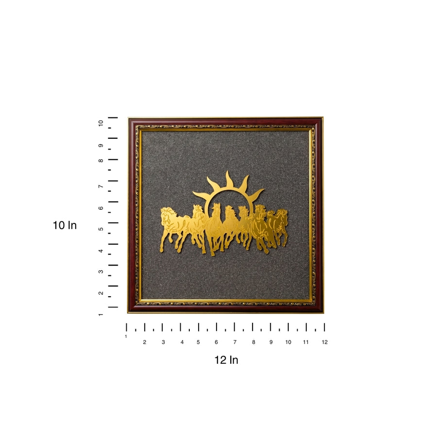 7 Horses Raw Pyrite Frame for Vastu & Prosperity