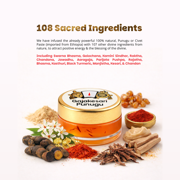 Original Gajakesari Pure Punugu | Sacred Temple Fragrance Paste Infused with Saffron for Puja & Deity Anointment