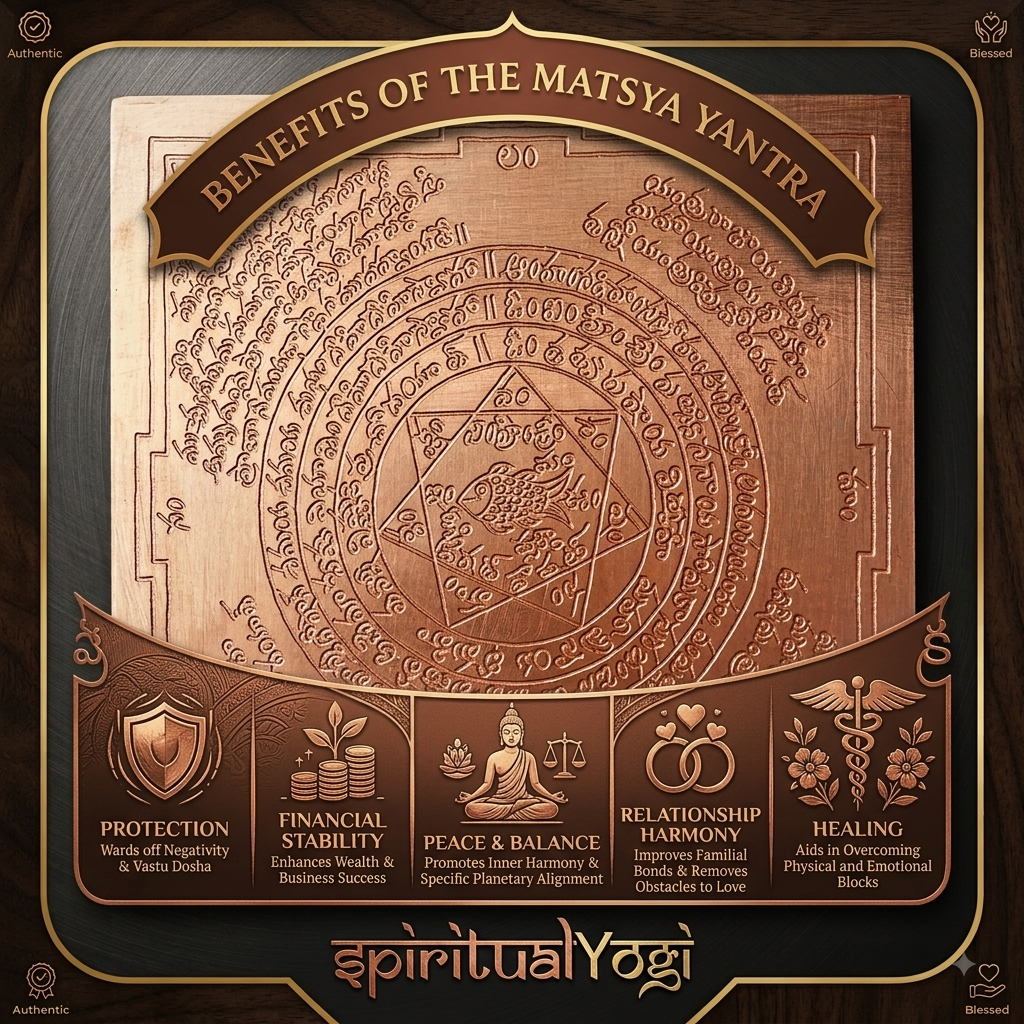 Pure Copper Matsya Yantra for Vastu Correction | Blessed Sacred Geometric Yantra for Home, Office & Temple Protection