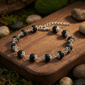 Silver Capped Original Karungali Bead Bracelet with Adjustable Chain