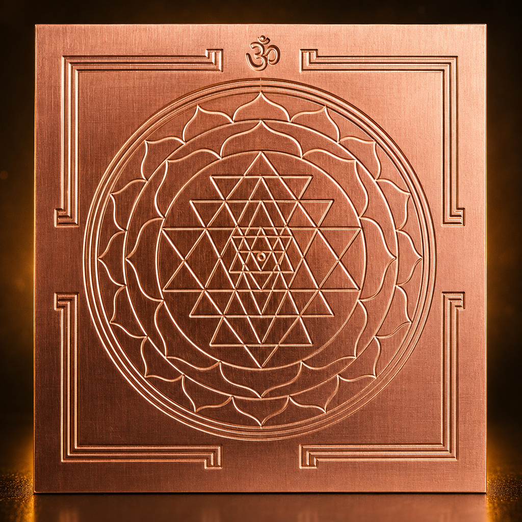 Premium Pure Copper Sri Chakra Yantra | Sacred Geometry for Meditation, Spirituality, Vastu & Pooja