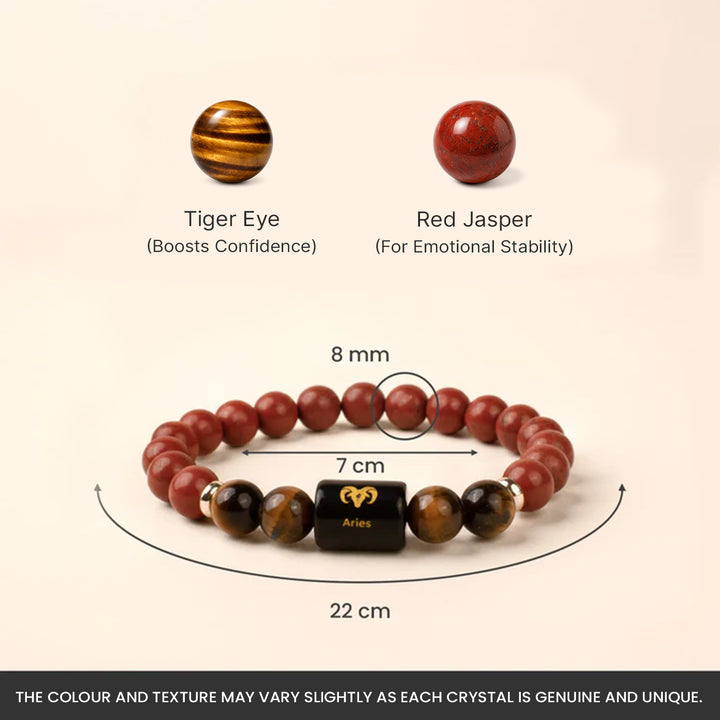 Mesh (Aries) Rashi Crystal Bracelet-Mesh Rashi Zodiac Healing Crystal Bracelet for Aries (Energy & Confidence)
