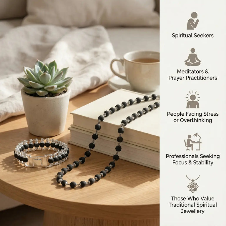 Original Karungali Mala and Bracelet Combo Set with Pure Silver Capping – Natural Ebony Wood Spiritual Jewelry Set for Men & Women