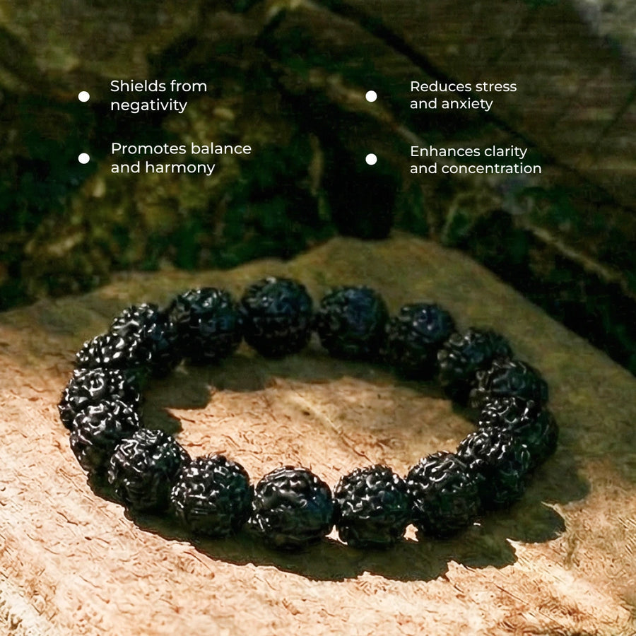 Original 5 Mukhi Rudraksha Bracelet for Meditation, Peace & Energy Protection(Unisex)