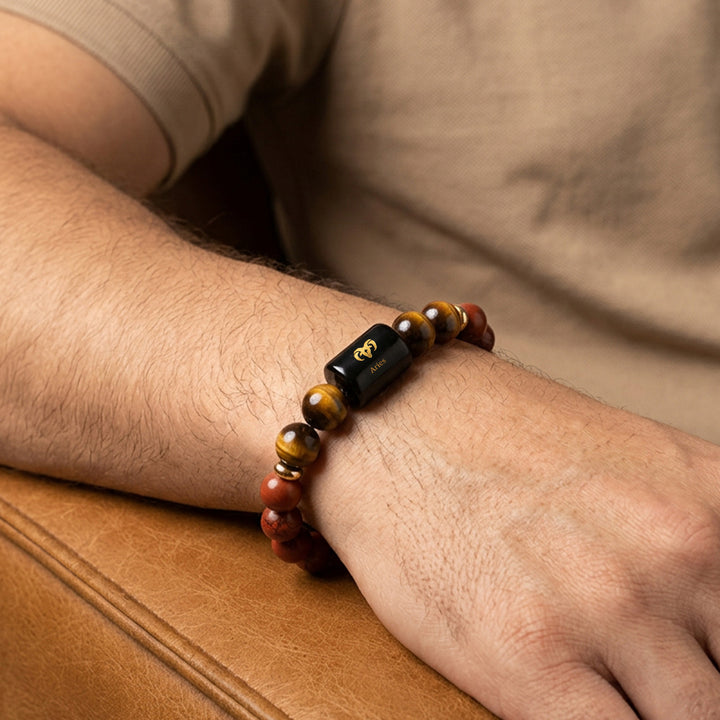 Mesh (Aries) Rashi Crystal Bracelet-Mesh Rashi Zodiac Healing Crystal Bracelet for Aries (Energy & Confidence)
