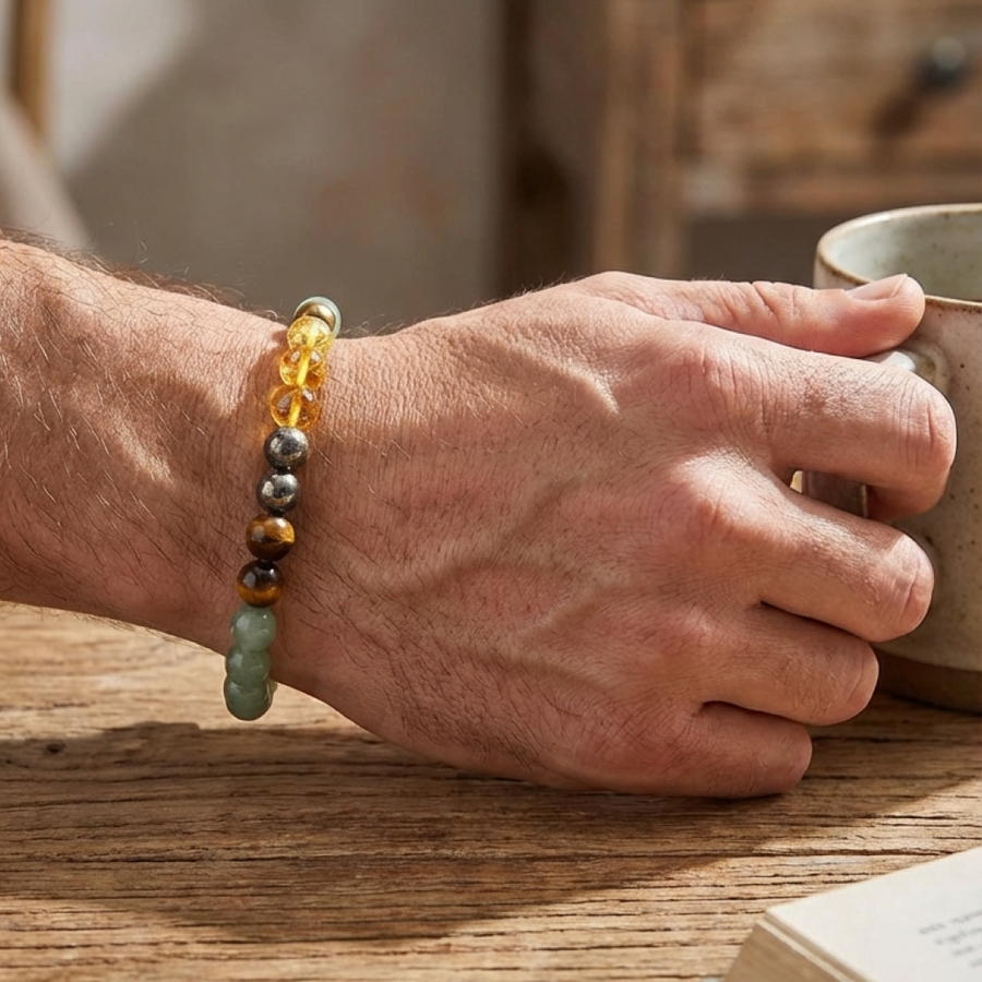 Money Magnet Wealth Bracelet – Genuine Pyrite, Citrine & Green Aventurine Beaded Bracelet for Prosperity, Abundance & Success (Natural Gemstones)