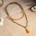 Original Vrindavan Rough Tulsi Mala (108+1 Beads) with Yellow Tassel – Handcrafted Raw Holy Basil Wood Rosary for Mantra Japa & Meditation