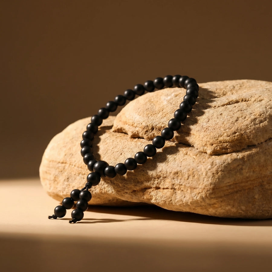 Original Karungali Bracelet – Natural Black Ebony Wood Beads with Guru Bead & Tassel for Spiritual Protection & Positive Energy (Unisex)