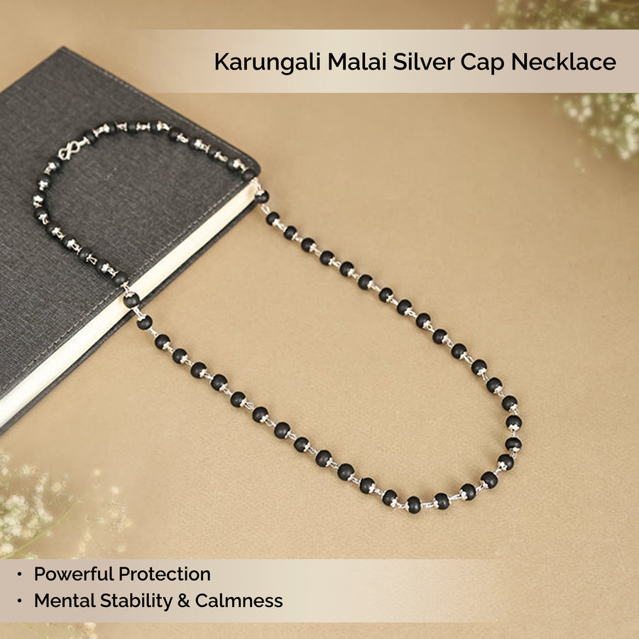 100% Genuine Quality| Silver plated Karungali Maala 8mm Bead | Government Certified