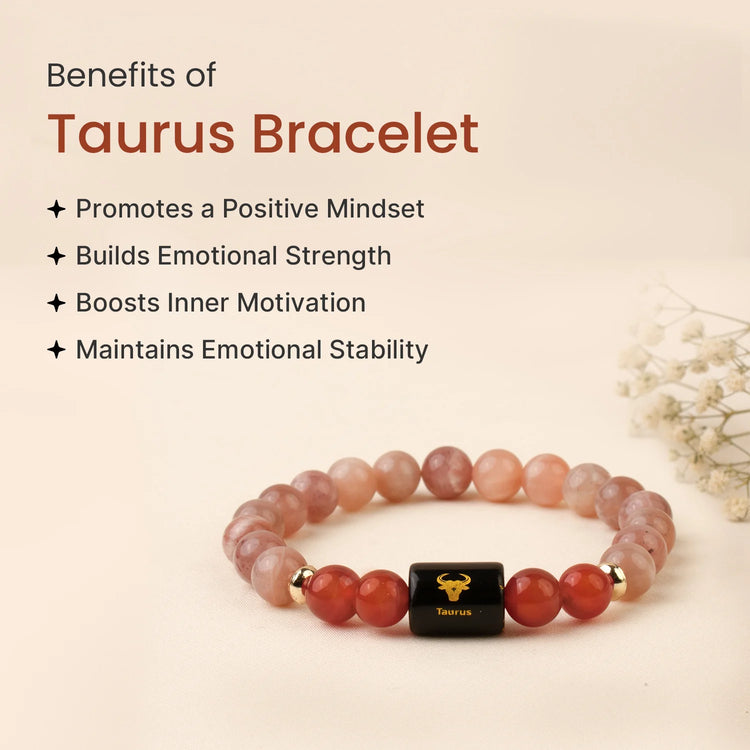 Vrishabha (Taurus) Rashi Crystal Bracelet-Zodiac Energy Bracelet for Grounding, Prosperity, & Love – Features Green Aventurine, Lapis Lazuli, and Evil Eye Protection