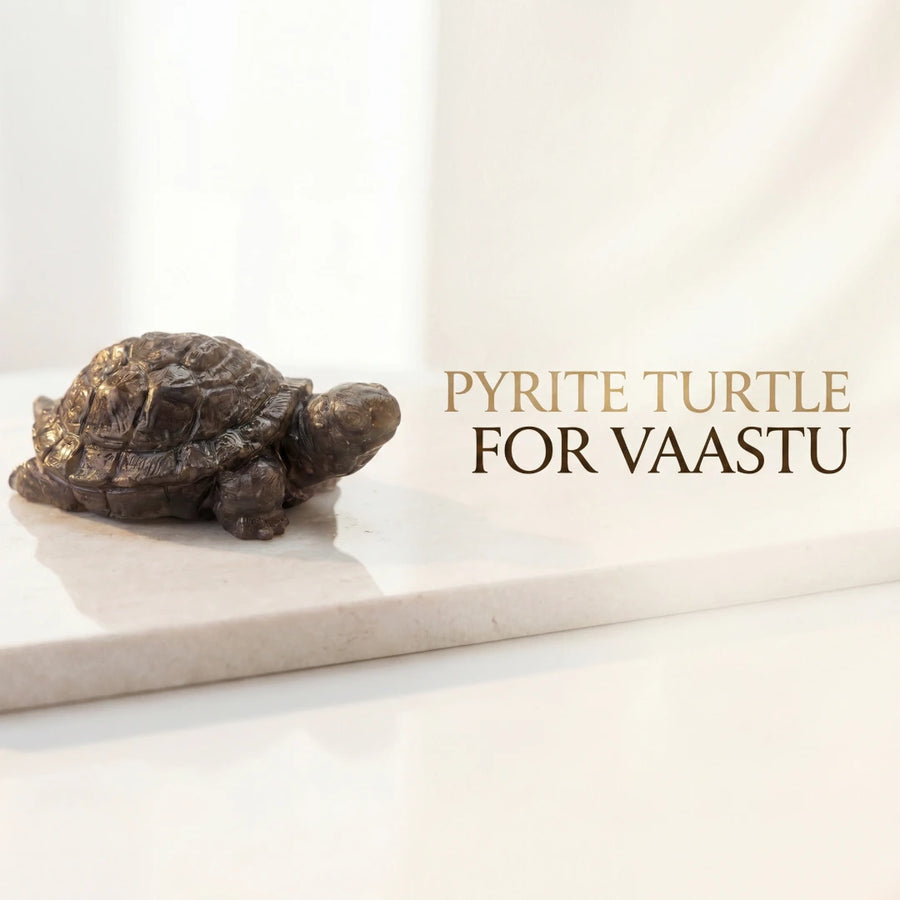 Natural Pyrite Turtle Figurine for Vastu & Hand-Carved Pyrite Tortoise for Wealth, Protection, and Stability