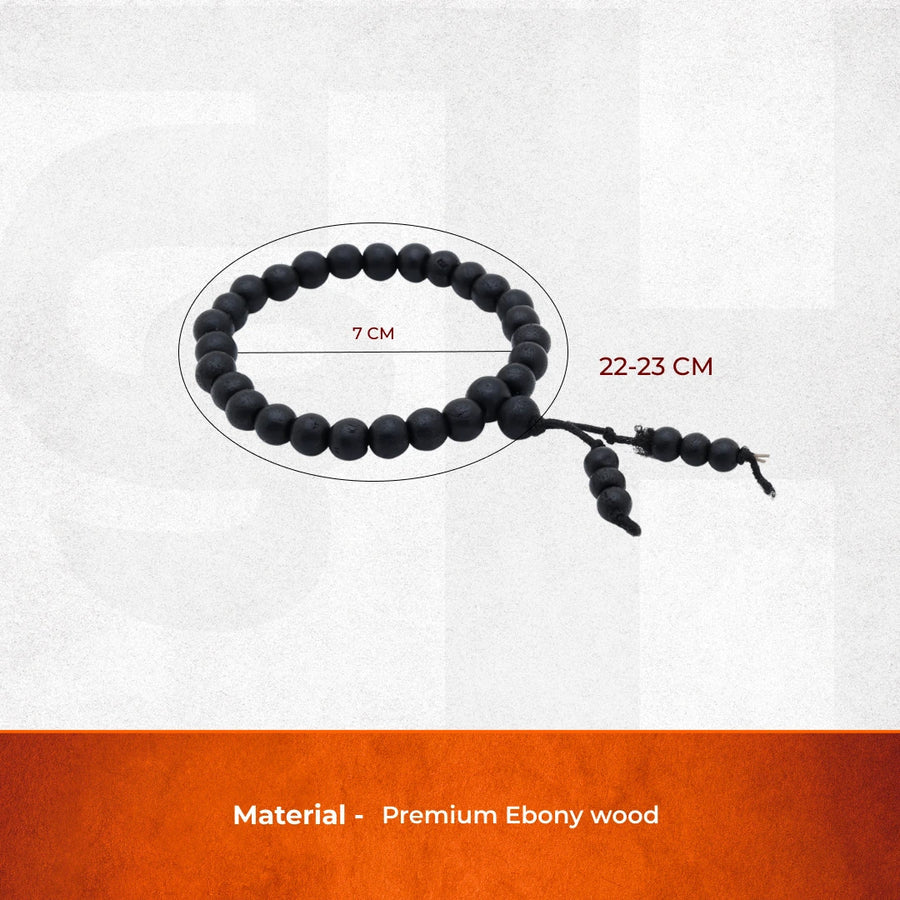 Original Karungali Bracelet – Natural Black Ebony Wood Beads with Guru Bead & Tassel for Spiritual Protection & Positive Energy (Unisex)