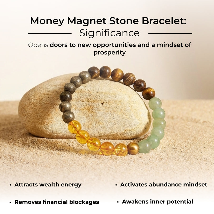 Money Magnet Wealth Bracelet – Genuine Pyrite, Citrine & Green Aventurine Beaded Bracelet for Prosperity, Abundance & Success (Natural Gemstones)