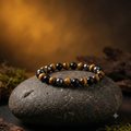 Triple Protection Bracelet – Natural Tiger Eye, Black Obsidian & Hematite Beads | Handcrafted Gemstone Protection Bracelet for Men & Women