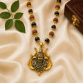 Gold Plated Karungali Ebony Wood & Rudraksha Mala with Lord Mahashiva Trishul Pendant for Men & Women