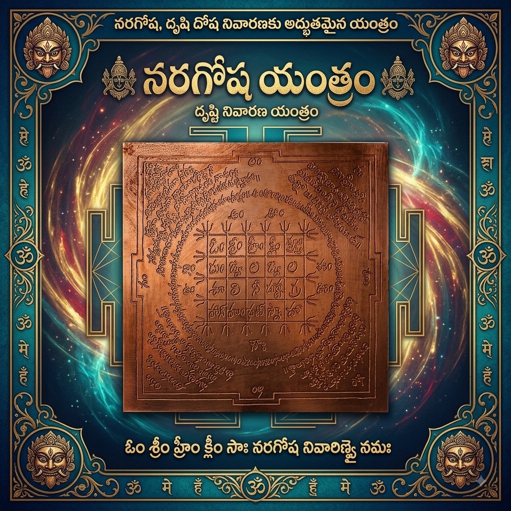 Sacred Naragosha Yantra on Pure Copper Plate – For Home & Business Vastu Protection, Drishti Nivaran