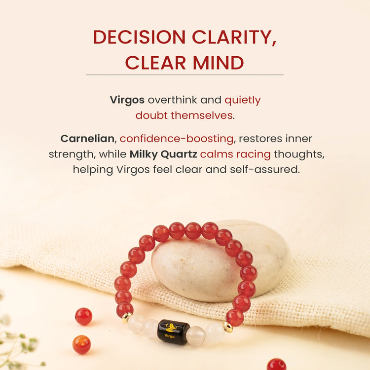 Kanya (Virgo) Rashi Zodiac Crystal Bracelet - Natural Lepidolite, Green Jade, Amazonite, Moss Agate & Fluorite Beads for Calm, Balance, and Focus