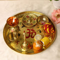 6-Piece Antique Brass Pooja Thali Set for Daily Puja, Festivals & Housewarming