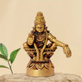 Brass Lord Ayyappa Idol with Gold Finish – Handcrafted Swami Manikandan Murti for Daily Puja & Abhishekam