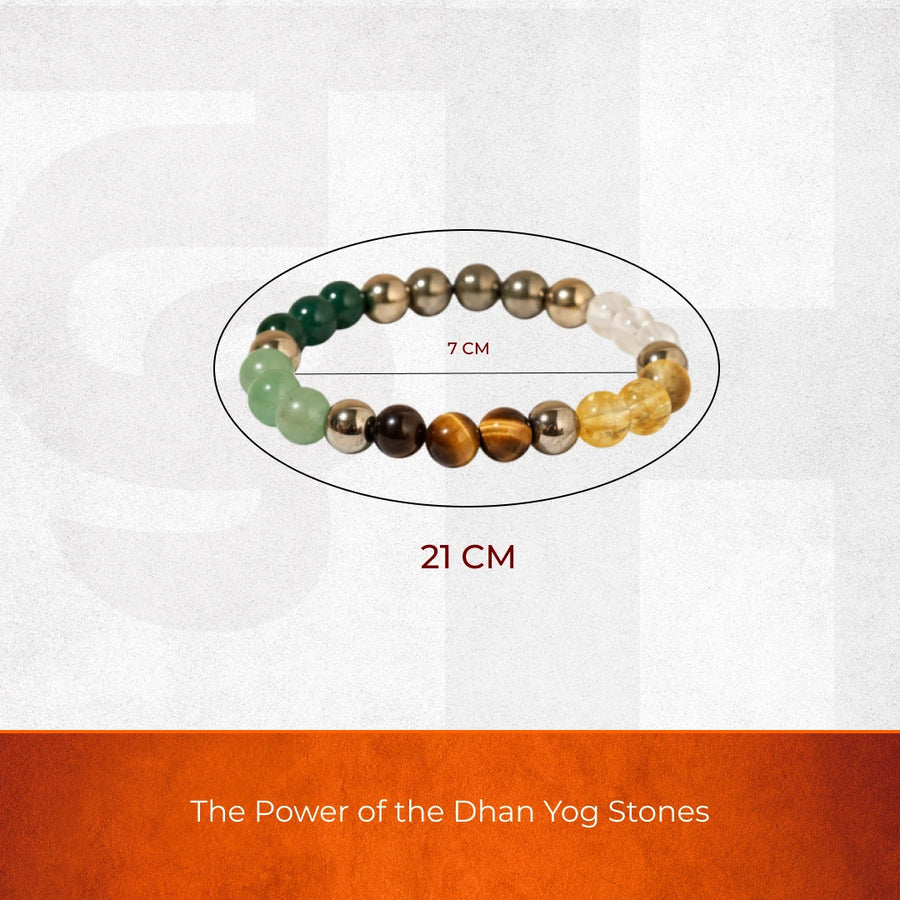 Original Dhanyog Bracelet for Wealth & Prosperity – Natural Crystal Energized Dhanyog Bracelet – Powerful Money Attraction & Good Luck Healing Stones