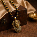 Original Karungali Mala with Antique Gold-Plated Hanuman Ji Pendant | Ebony Wood Beads Chain with Om Engraving for Protection & Strength (Men & Women)
