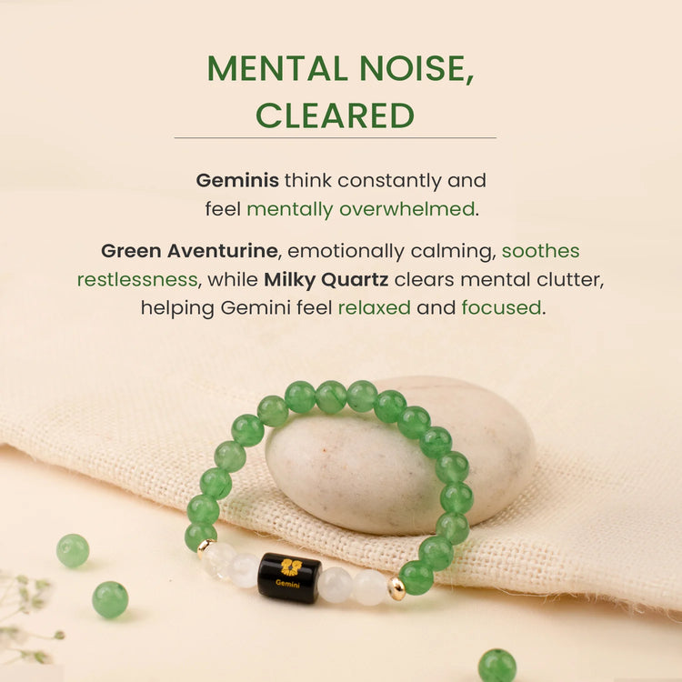 Mithun (Gemini) Rashi Crystal Bracelet-Natural Beads for Clarity, Abundance & Protection