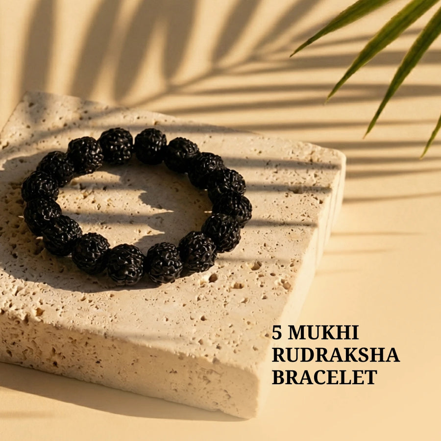 Original 5 Mukhi Rudraksha Bracelet for Meditation, Peace & Energy Protection(Unisex)