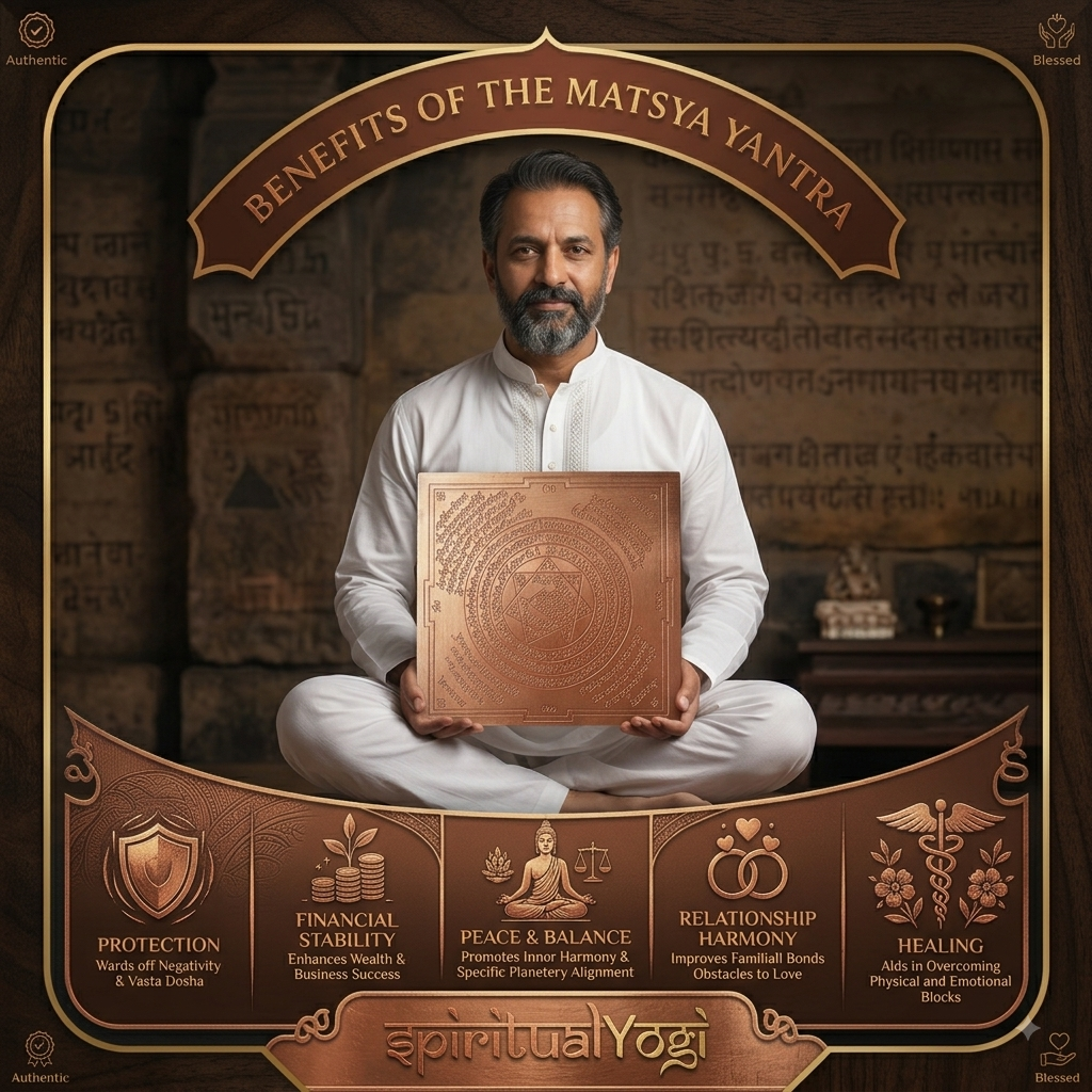 Pure Copper Matsya Yantra for Vastu Correction | Blessed Sacred Geometric Yantra for Home, Office & Temple Protection