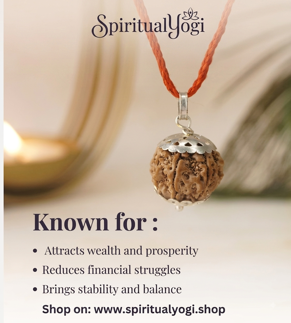 Original 7 Mukhi Nepali Rudraksha Pendant in Silver Capping – Sacred Mahalakshmi Bead for Wealth, Luck & Stress Relief(15mm to 19mm)