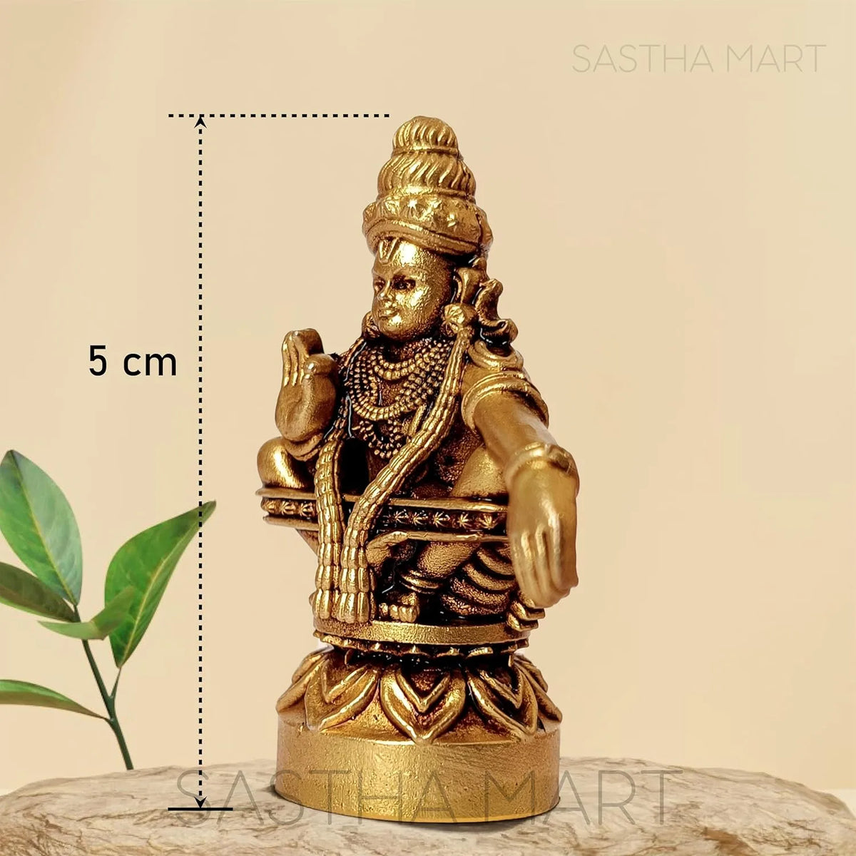 Brass Lord Ayyappa Idol with Gold Finish – Handcrafted Swami Manikandan Murti for Daily Puja & Abhishekam